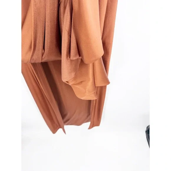 Revelry Skye Satin Cowl Neck Maxi Dress Terracotta Copper Bridesmaid Gown 14 - Picture 6 of 10